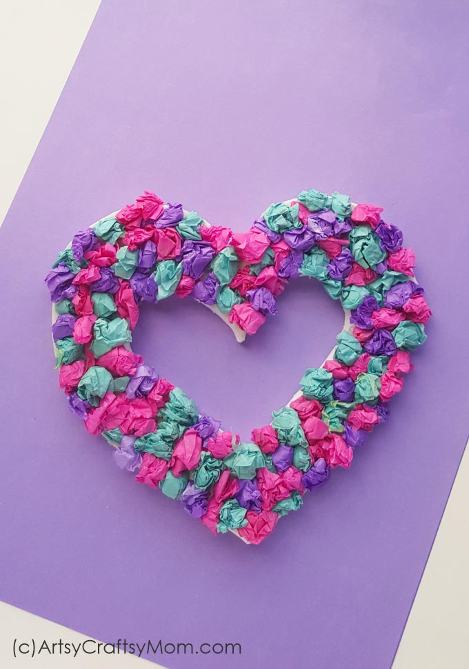 DIY Crepe Paper Heart Wreath for Valentine's Day