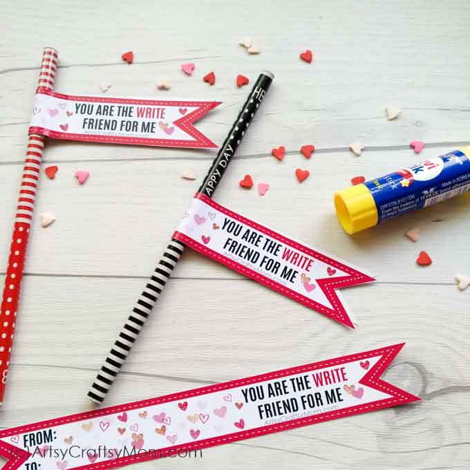 Get punny this season with these 'You are the WRITE friend For Me' Free Printable Valentine Tags to attach to your pencils or any other gift!