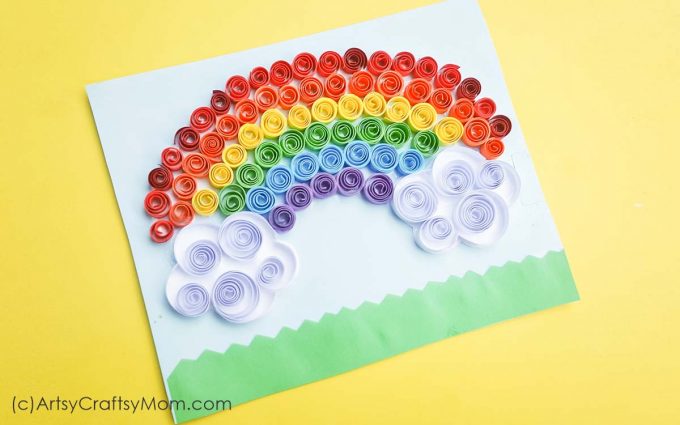 Welcome spring with a burst of color in this Quilled Rainbow Craft, perfect for St Patrick's Day! Makes a lovely spring theme wall art for kids' rooms.