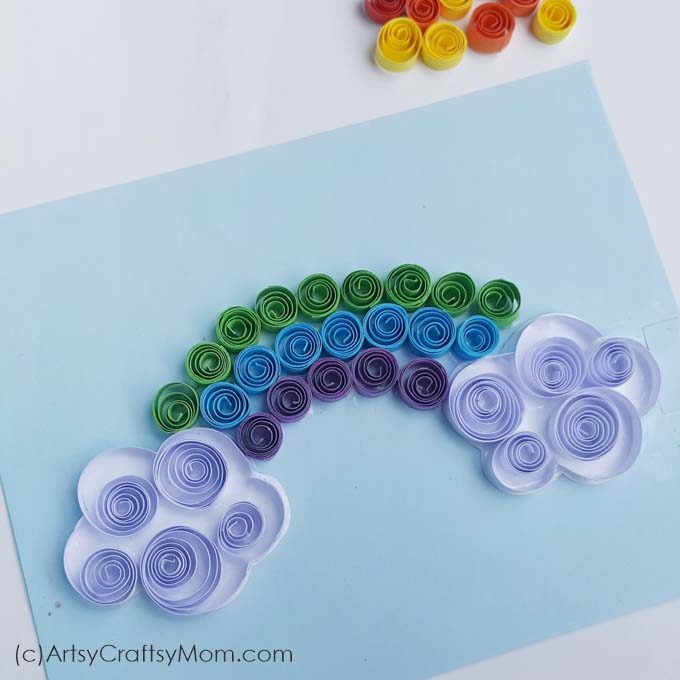 Welcome spring with a burst of color in this Quilled Rainbow Craft, perfect for St Patrick's Day! Makes a lovely spring theme wall art for kids' rooms.