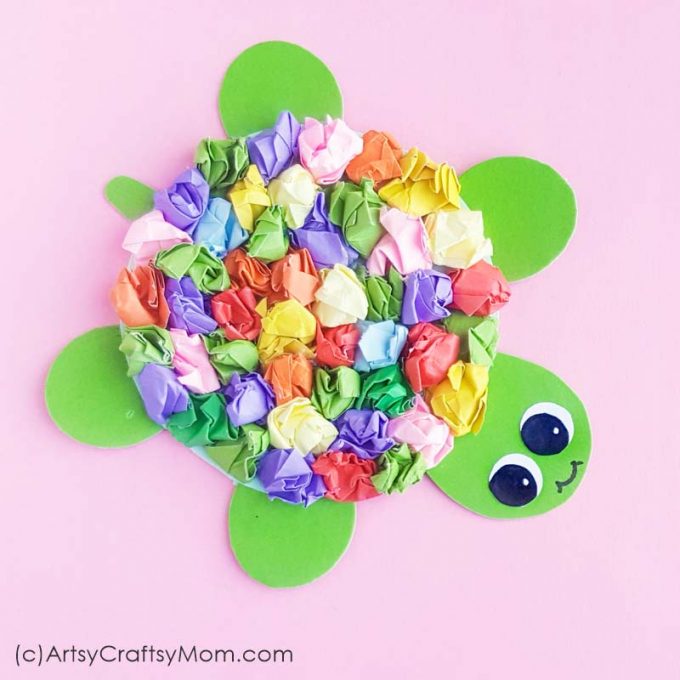 Whether it's Kroopa Troopa from Mario or Yertle the Turtle from Seuss, turtles are quite popular! Now have your own pet with a Crumpled Paper Turtle Craft!