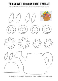 Flowers and Watering Can Template 680