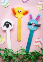 Popsicle Stick Easter Crafts – Bunny, Chick and Sheep