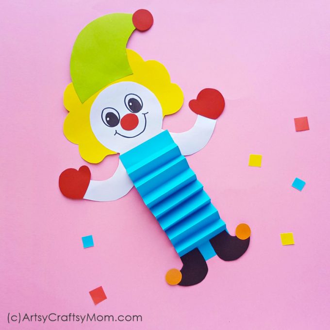 Who doesn't love the circus? Celebrate World Circus Day on 20th April with a cute Paper Clown Craft for Kids - with a free printable template!
