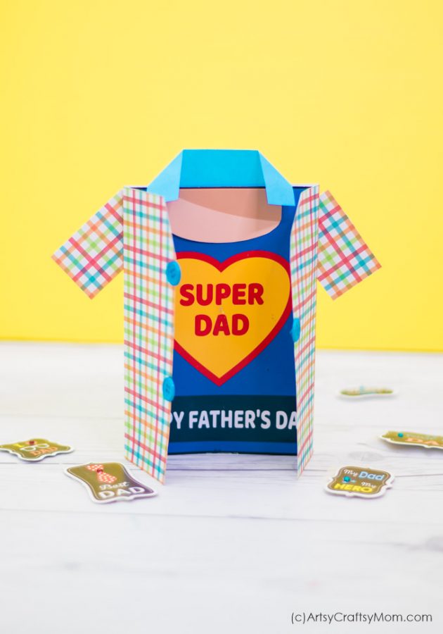 Let Dad know that he means the world to you with this Super Dad Fathers Day Shirt Card! Easy to make and with a free printable template!