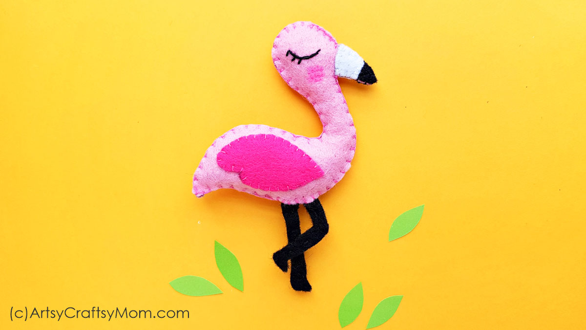 Handmade Pink Flamingo Felt Christmas Ornament