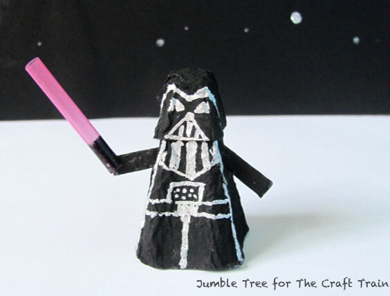 Recycle your empty egg cartons to make egg carton Darth Vader Craft - ArtsyCraftsyMom