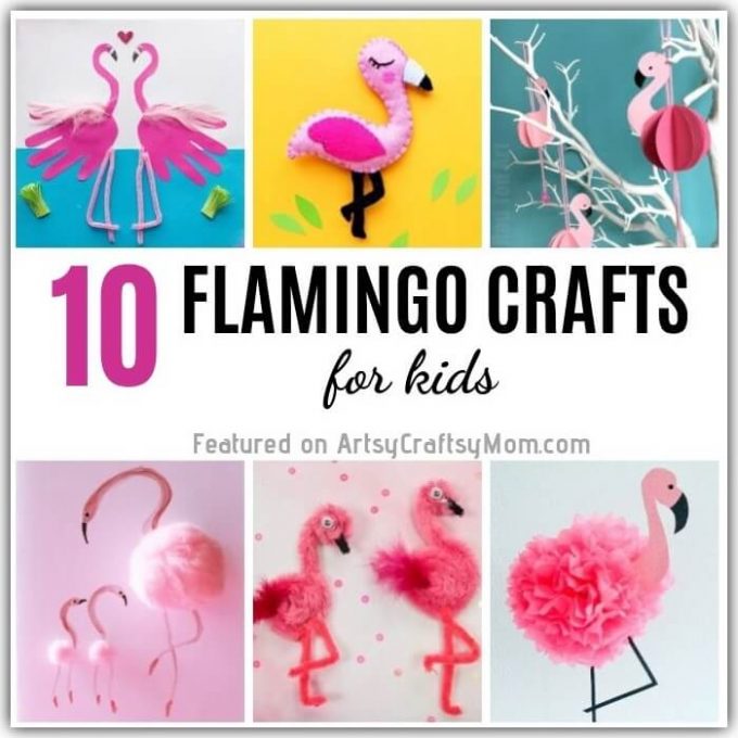 Love flamingos? Then you'll love these fancy Flamingo Crafts for Kids! Enjoy the explosion of pink with flamingos made from paper, felt, pom poms and more!