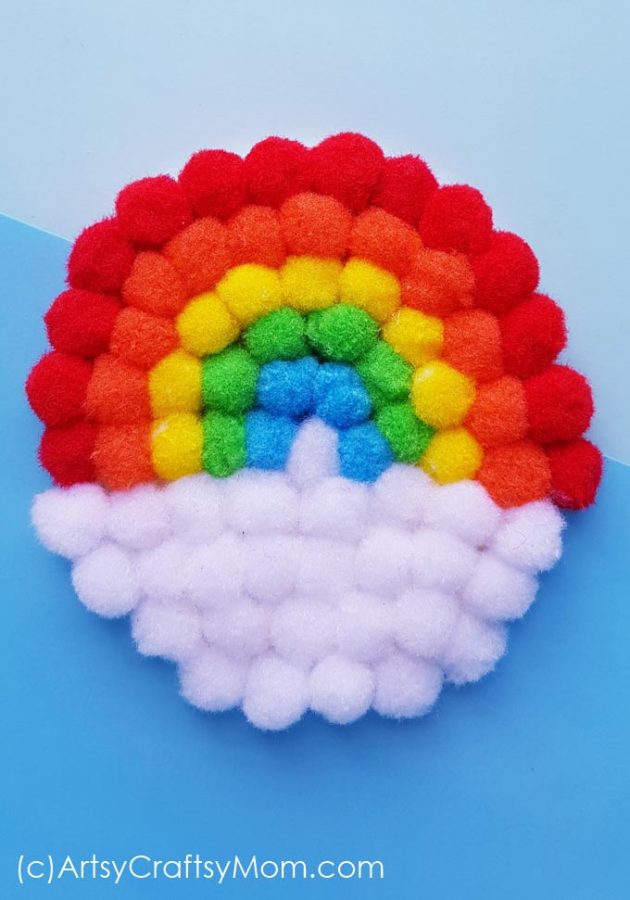Easy Pom Pom Rainbow Craft