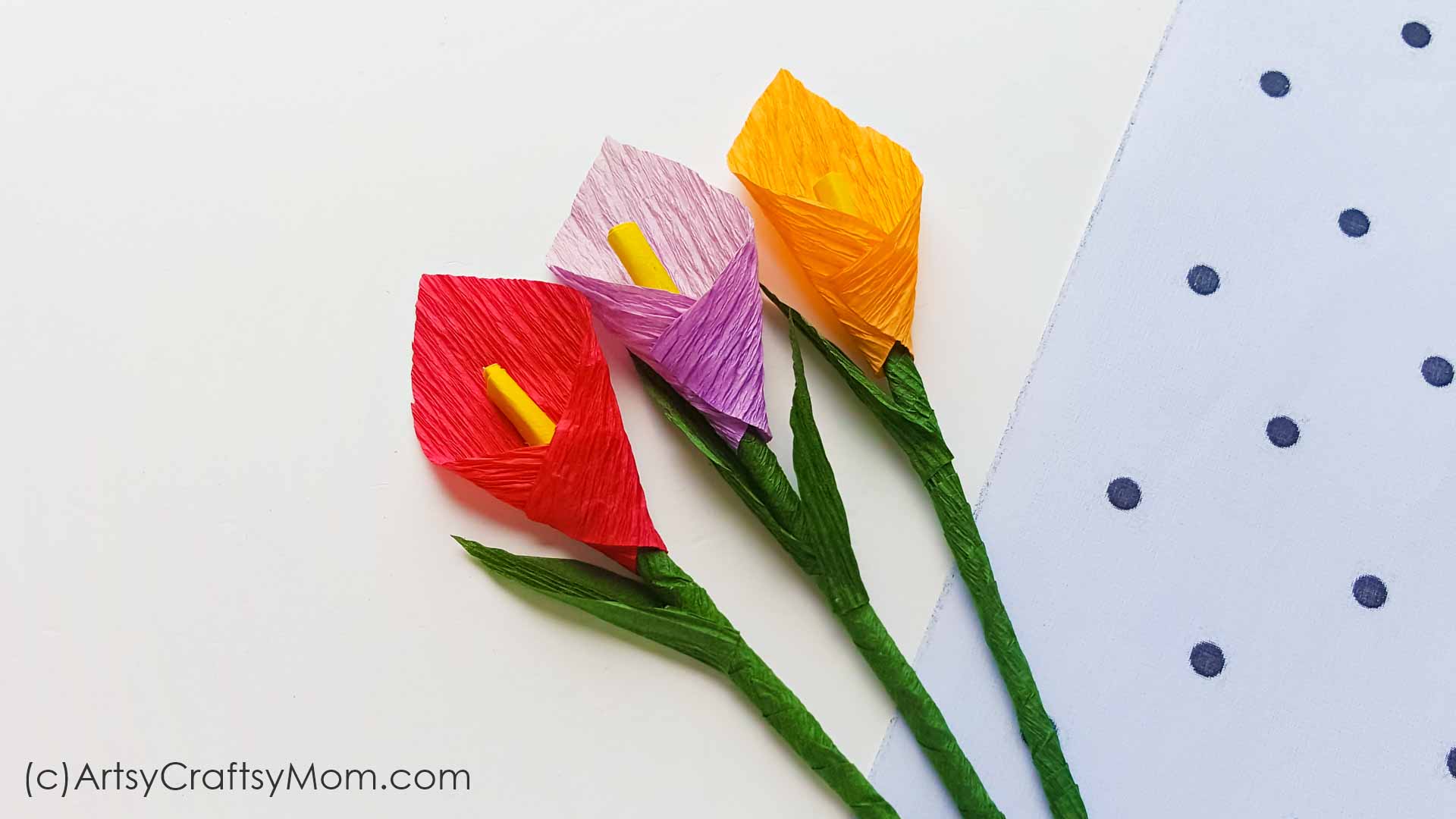 How to make Calla Lily paper flowers from crepe paper