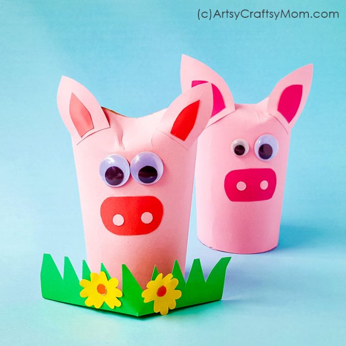 How cute is this Toilet Paper Roll Pig Craft? Super easy to make and perfect for little kids learning about farm animals, domestic animals or the letter P.