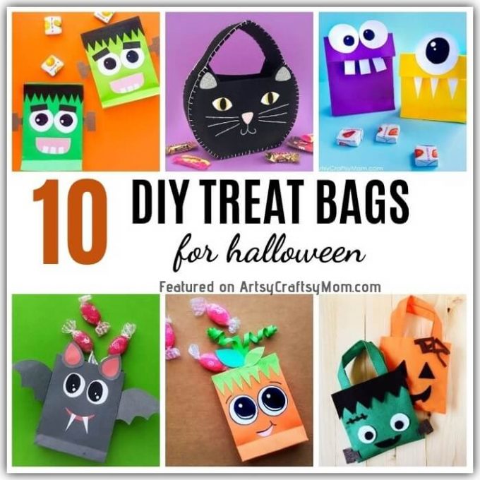 Need the perfect bag to store all that candy? Check out these easy DIY Halloween Treat Bags for kids to make and take Trick o Treating with their friends!