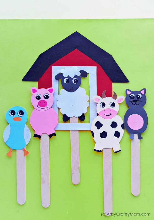 Printable Farm Animal Puppets Craft for Kids