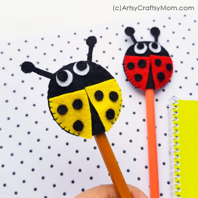 Need a spring-theme handmade gift for a friend? This DIY Felt Ladybug Pencil Topper is the perfect choice! Make matching ones to share with your best buddy!