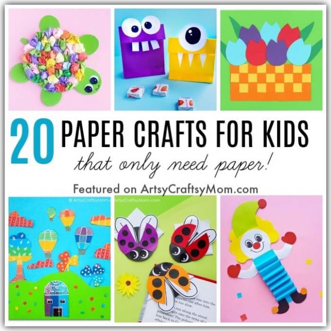 Have only paper to craft with at home? No problem! You can still keep your kids busy - with these 20 awesome Paper Crafts for Kids - that need Only Paper!
