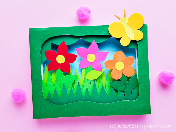 This 3D Flower Garden Shadow Box Craft is the perfect way to set up your own patch of green in your home - with little more than paper and foam board!