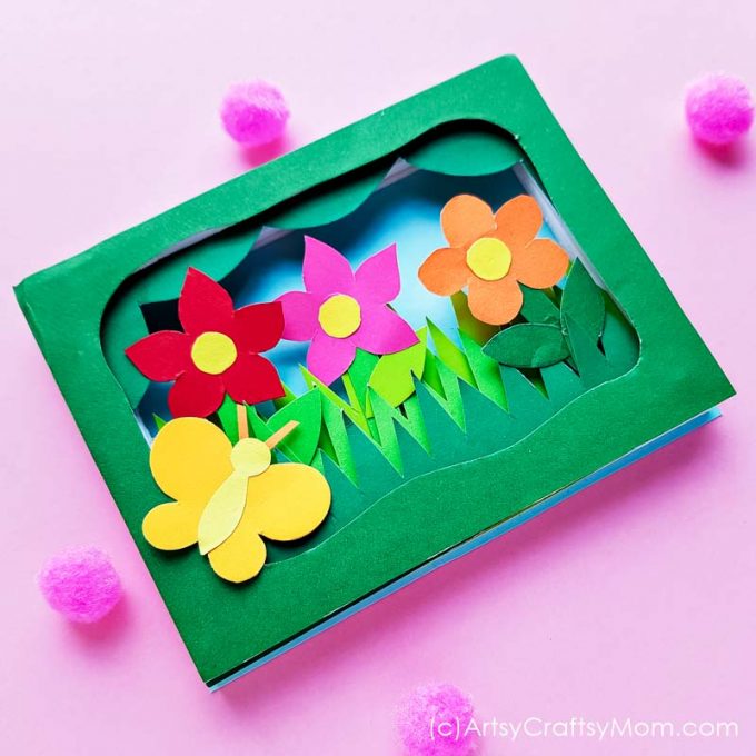 This 3D Flower Garden Shadow Box Craft is the perfect way to set up your own patch of green in your home - with little more than paper and foam board!