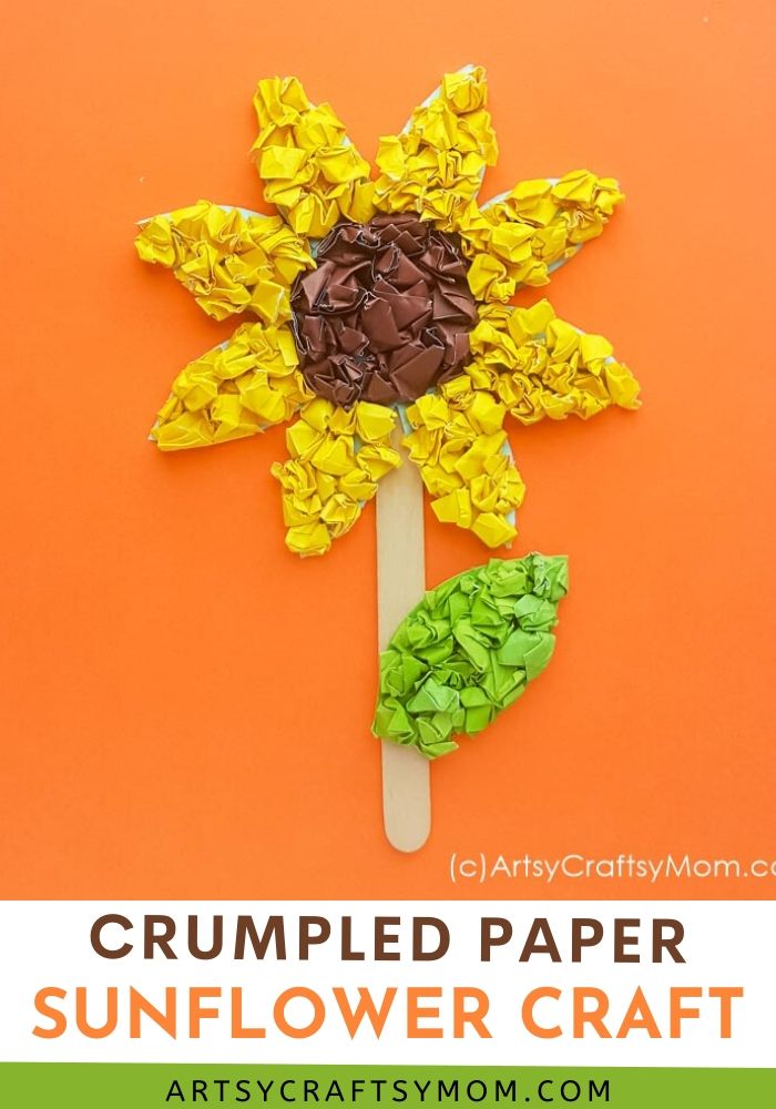 Crumpled paper Sunflower Craft featured