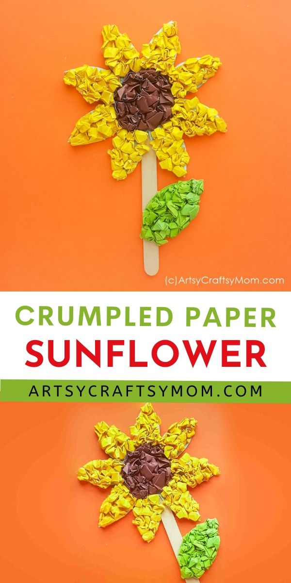 Crumpled paper Sunflower Craft pin