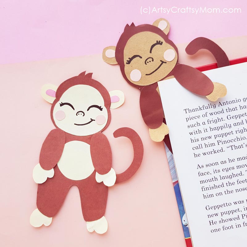 Printable Monkey Bookmark + Free Template