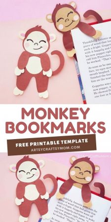 Printable Monkey Bookmark + Free Template
