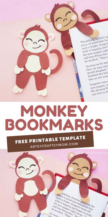 Printable Monkey Bookmark + Free Template