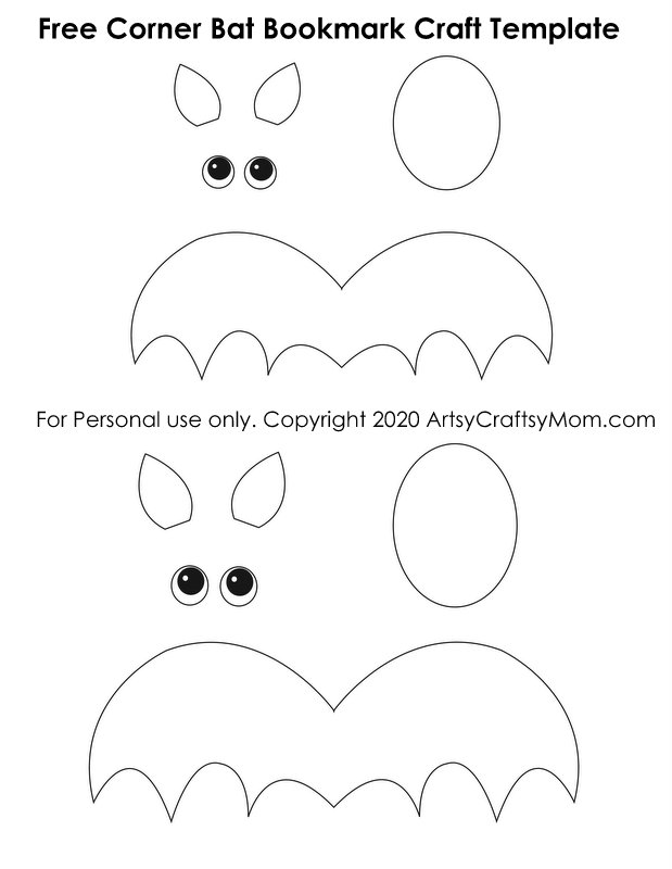 Corner Bat Bookmark Craft + Free Template