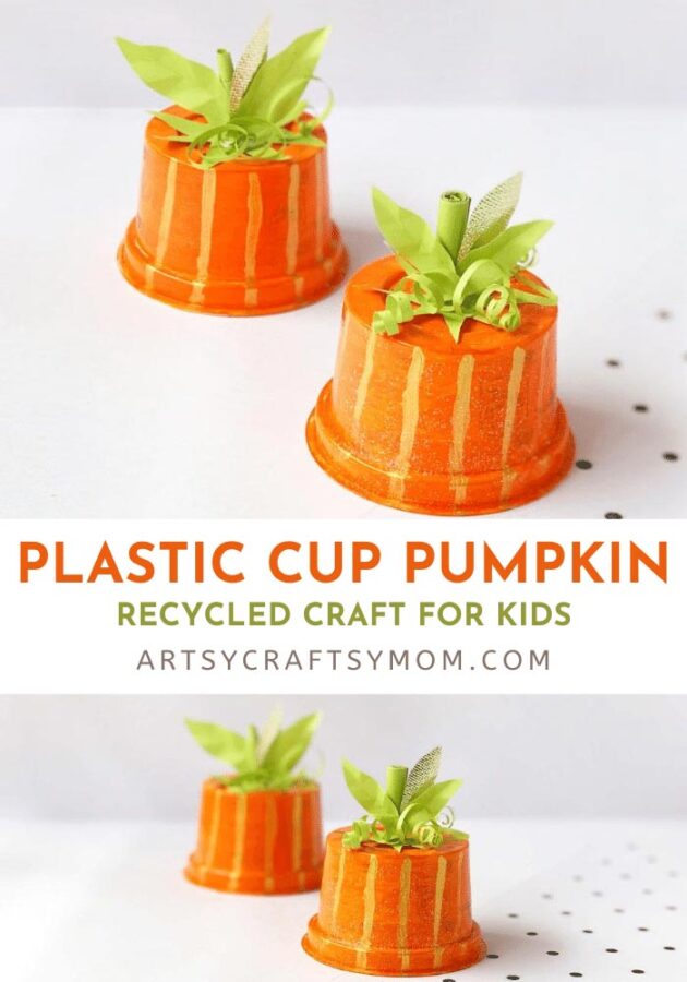 Plastic Cup Pumpkin Craft Pin 1
