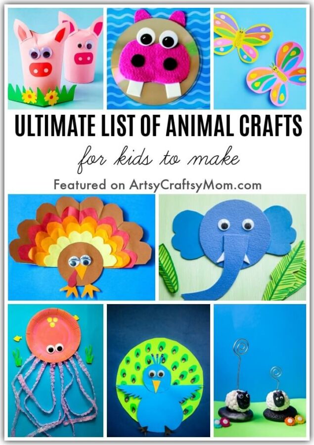 100+ Animal Crafts for Kids to celebrate World Animal Day! There are mammals, reptiles, birds, insects & more!