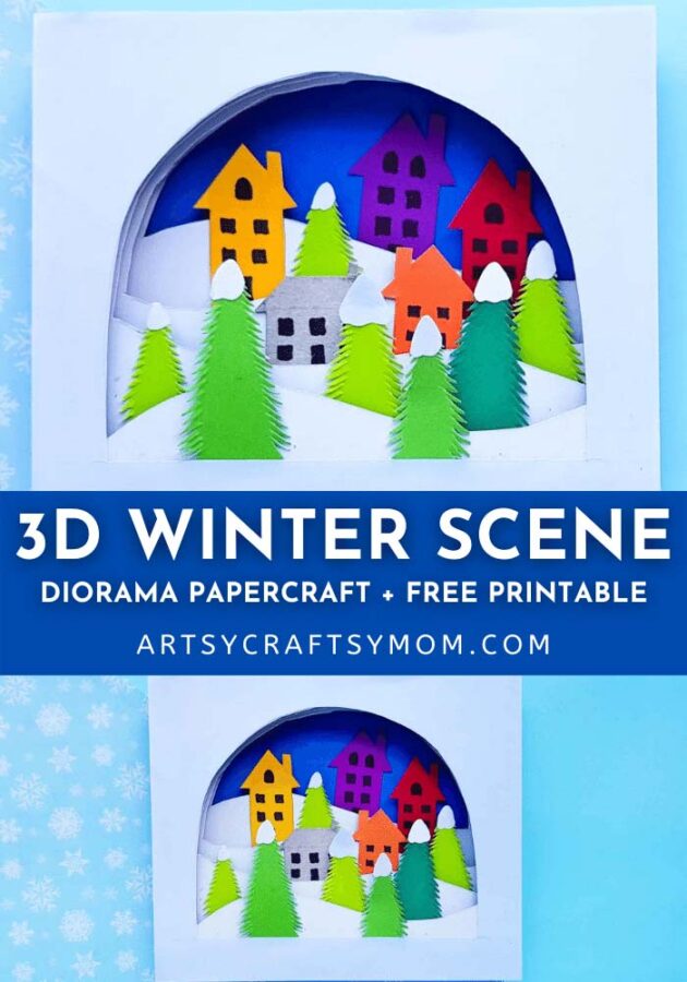 Bring winter home early with this 3D Winter Scene Shadow Box Craft! Set up a gorgeous white winter scene with trees, houses and more!