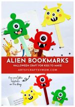 Alien Stick Bookmarks for Halloween + Free Printable Template