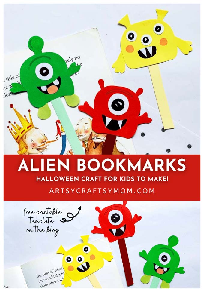 Keep track of your Halloween reading with these cute Alien Stick Bookmarks! Super easy to make & a great way to celebrate Halloween at home!