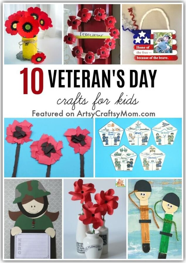 Honor military veterans and learn about the importance of Veterans Day on 11th November with these Veteran's Day Crafts for Kids.