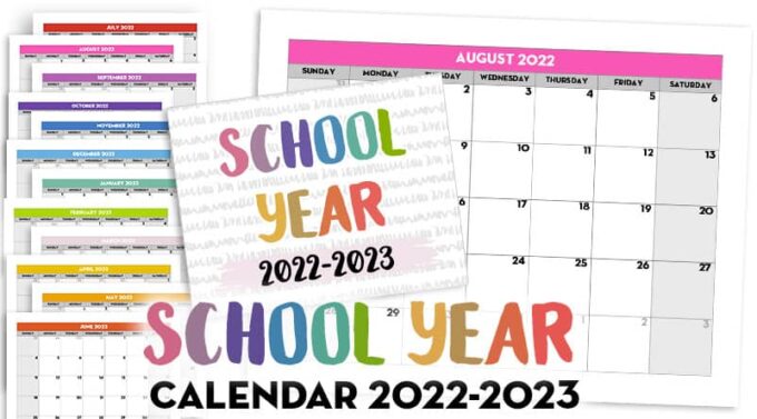 Visual Featured Monthly Calendar School Year 2022 2023 1