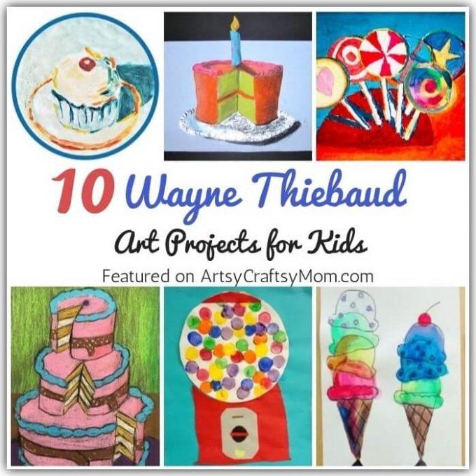 As he turns 100 this month, let's celebrate Thiebaud, the father of the food art trend, with some fun Wayne Thiebaud Art Projects for Kids!