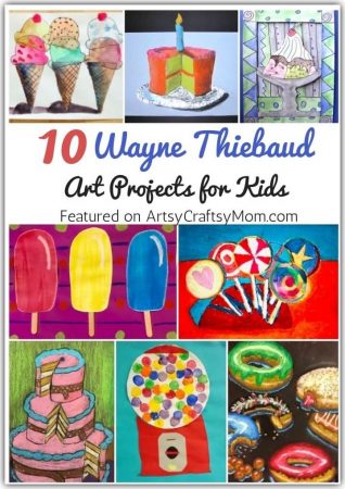 As he turns 100 this month, let's celebrate Thiebaud, the father of the food art trend, with some fun Wayne Thiebaud Art Projects for Kids!
