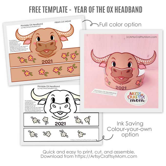 Chinese Year of the OX Headband template 1 2