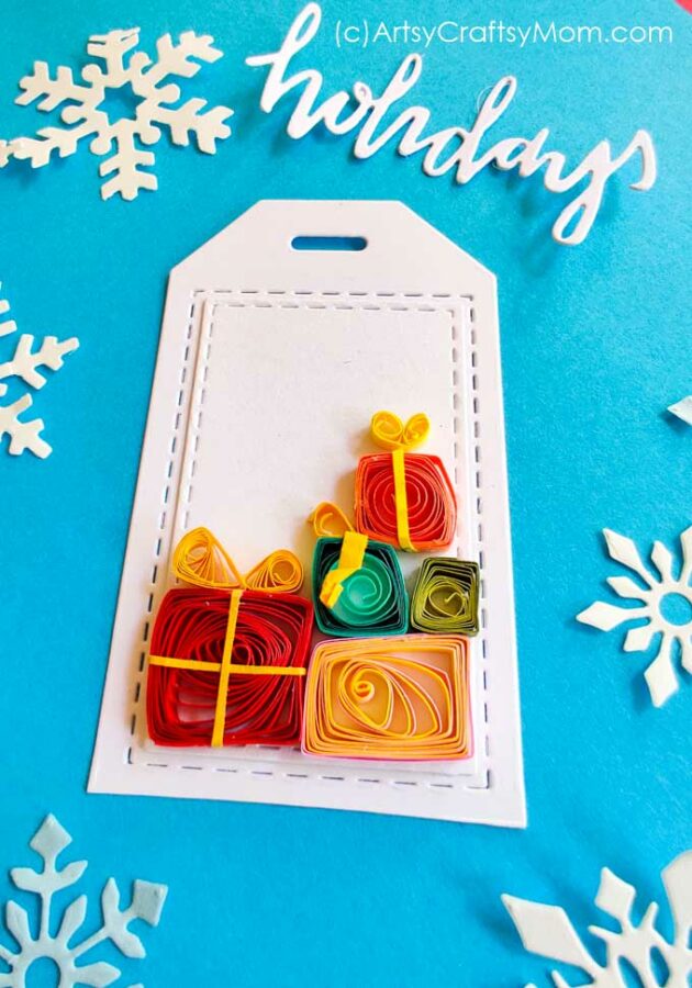 DIY Paper Quilling Presents or Gift Box design - using basic quilling Square & Rectangle folds. Perfect as Christmas & Birthday Gift Tags