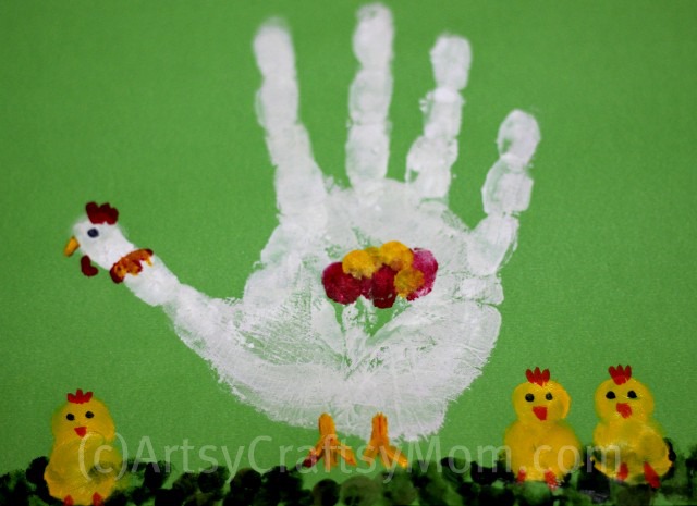 handprint chicken with chicks