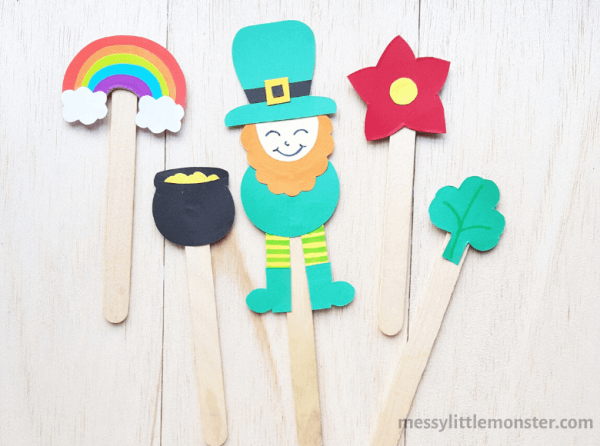These cute Leprechaun Crafts for Kids are perfect for St. Patrick's Day that's just around the corner! Have fun with puppets, masks & more!