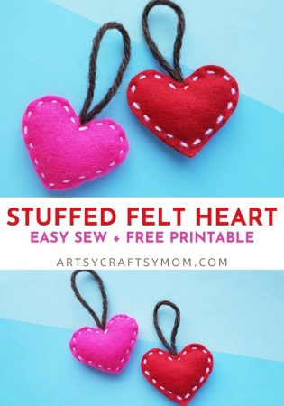 Need an easy Valentine gift? This Easy Stuffed Felt Heart Bag Tag Craft is the perfect project to make, and requires little time and effort!