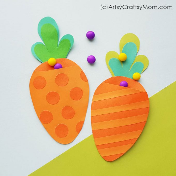 Use these adorable Carrot Treat Bags for Easter to hold all your Easter treats, or give them out to your friends; with a little gift inside!