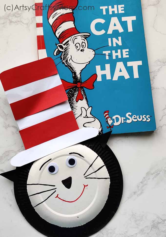 Paper Plate Cat in the Hat Craft - Dr Seuss crafts- ArtsyCraftsyMom