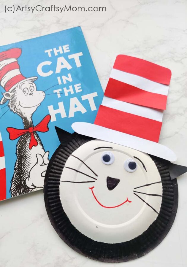 Paper Plate Cat in the Hat Craft - Dr Seuss crafts - ArtsyCraftsyMom