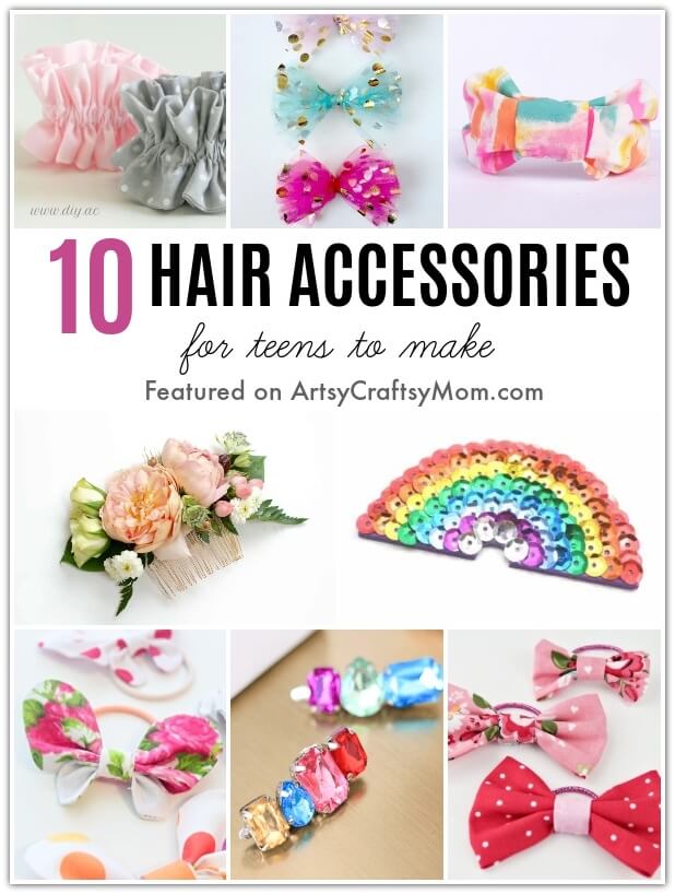 These easy DIY hair accessories make great gifts for Mother's Day or your BFF's birthday! Or use them yourself for a cool, custom look!