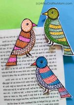DIY Gond Folk Art Parrot Bookmarks