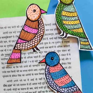 Gond Folk Art - Parrot Bookmarks - corner bookmark - ArtsyCraftsyMom