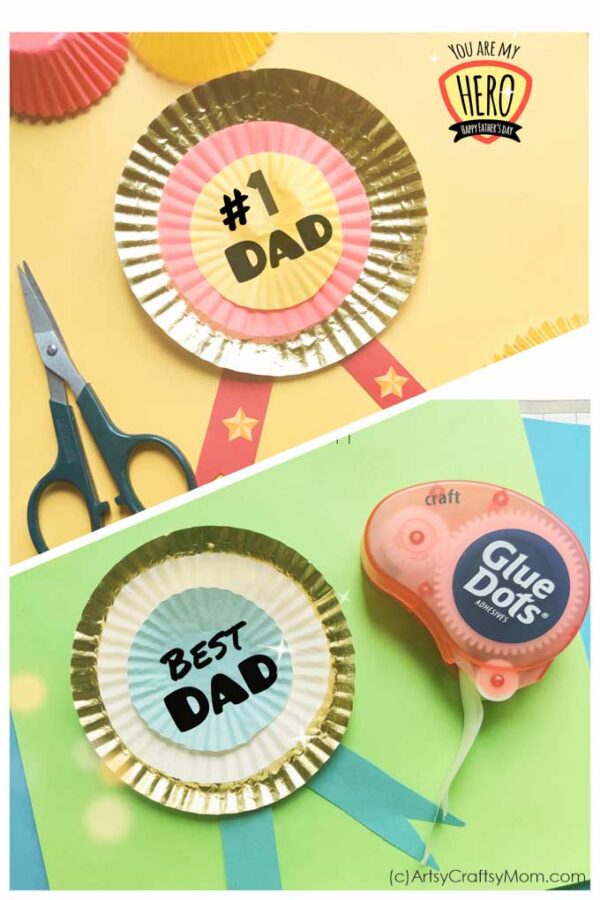 Fathers day Cupcake Liner Rosette Badge Pin 1