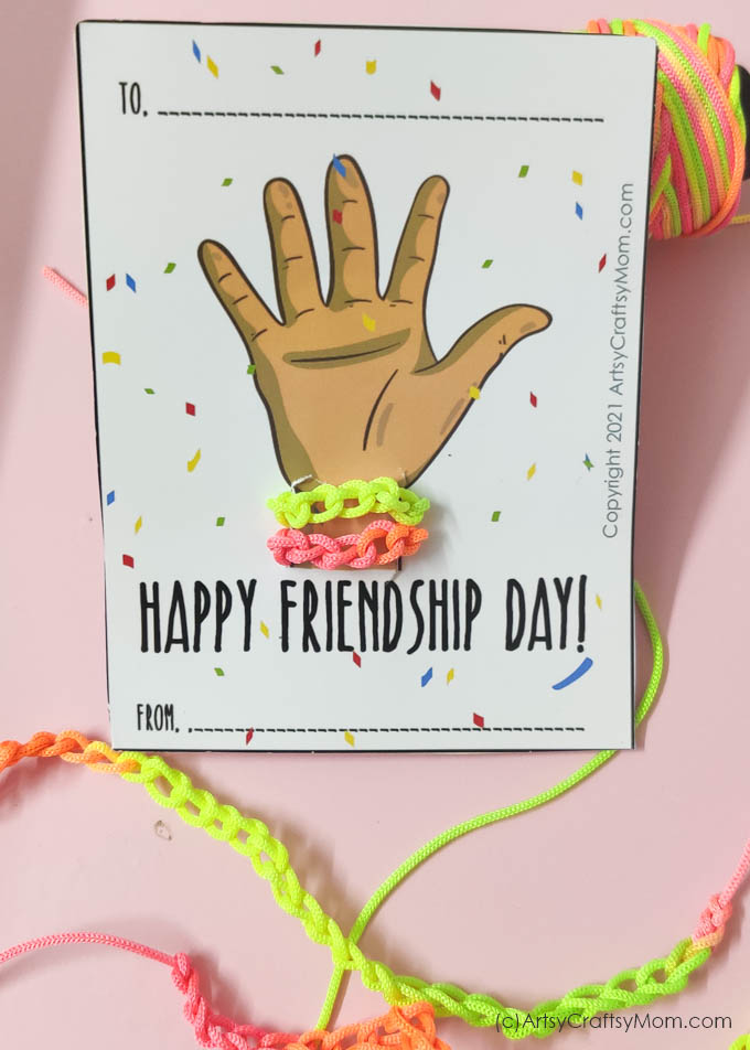 This Friendship Day, make some cute Friendship Loom Band Bracelets & club it with our Free Printable Friendship Bracelet Cards 