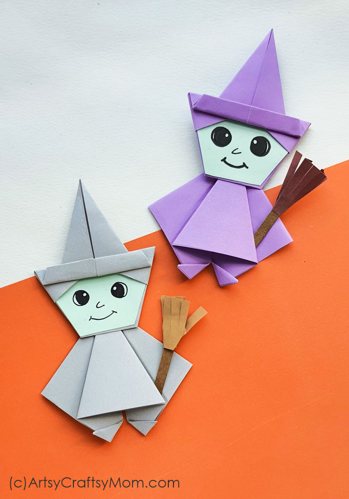 Origami Witch Halloween Craft For Kids 3